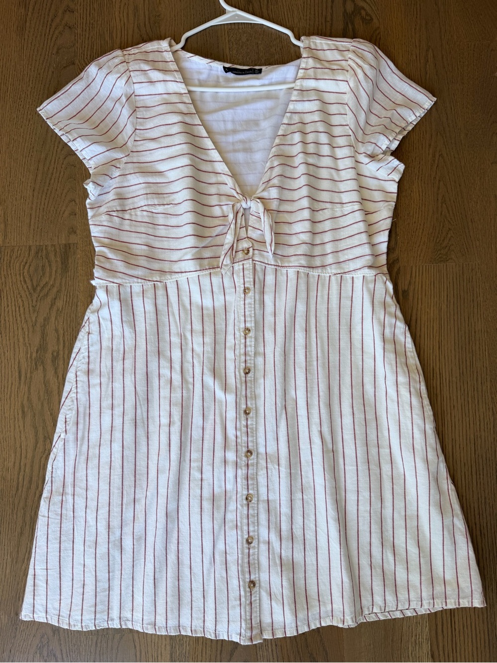 Striped Tie-Front Dress in White and Red